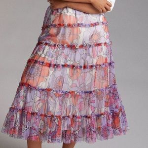 Anthropologie Maeve Tiered Tulle Maxi Skirt, 3X